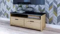 Produktbild: MATKAM Fernsehkommode Mili H 44 x B 100 x T 45 cm, laminierte Möbelplatte 18 mm, ein offenes Regalfach, satinierte Griffe (Artisan Eiche)