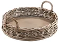 Produktbild: Kobolo Tablett Dekotablett Serviertablett aus Rattan kubu grey rund, Holzbrett Bettt, Holz, (Stück, 1-tlg., Stück), mit Holzboden - 48 cm Dm.