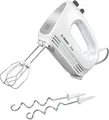 Produktbild: Bosch Handmixer MFQ24200 CleverMixx | 400 Watt | 4 Stufen & Turbo | Edelstahl-Rührbesen & Knethaken | Weiß/Silber