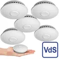 Produktbild: VisorTech 5er-Set vernetzbare Funk-Rauchmelder, 85 dB, VdS, 10-J.-Batterie
