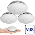 Produktbild: VisorTech 3er-Set vernetzbare Funk-Rauchmelder, 85 dB, VdS, 10-J.-Batterie