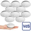Produktbild: VisorTech 10er-Set vernetzbare Funk-Rauchmelder, 85 dB, VdS, 10-J.-Batterie