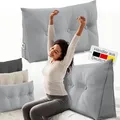 Produktbild: ELONEO Rückenkissen – Keilkissen fürs Bett & Sofa, abnehmbarer Bezug, praktisches Seitenfach