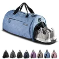 Produktbild: Fitgriff® Sporttasche & Reisetasche für Damen und Herren - mit Schuhfach & Nassfach - Tasche für Sport, Fitness & Reisen - Trainingstasche, Gym Bag (Light Blue, 48 x 26 x 25 cm (Small))