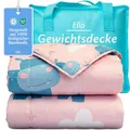 Produktbild: Ella Kinder Gewichtsdecke 3,2 kg 100x150 cm - Therapiedecke, für Stressabbau & Angstzustände, Hypoallergene Glasperlen, weiche & kühlende Baumwoll- Außenschicht, für Kinder von 25-40 kg - Hippo