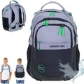 Produktbild: Schulrucksack Elephant Hero Signature Rucksack Jungen Schultasche backpack Schulranzen Schulmappe Schule Tasche 13047 Color Block Grau Grün - Grau/Grün