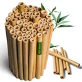 Produktbild: Tilkat® Bambusröhrchen für Insektenhotel | 15 cm lang | 100 Stück | Bambus Nisthülsen für Wildbienen | Füllmaterial für Bienenhotel | Bambusstäbe als Nisthilfe | DIY Insektenhaus