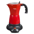 Produktbild: Elektrischer Espresso-Kocher 480 Watt 6 Tassen 180ml Aluminium Rot Espressokanne