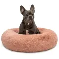Produktbild: lionto Tierkissen lionto Hundebett aus Plüsch in Donut-Form, 70 cm Durchmesser, rosa, rosa, mit Anti-Rutsch-Noppen, 70 cm Durchmesser rosa 70 cm