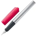 Produktbild: Lamy nexx crimson Füller - Füllhalter mit rutschfestem Griff & polierter Stahlfeder in Strichbreite A - dreieckiges Gehäuse aus Aluminium - inkl. Tintenpatrone T 10 blau - Rechtshänder