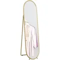 Produktbild: HOMCOM Ganzkörperspiegel, 160 x 40 cm Wandspiegel mit Ständer, Metallrahmen, Oval Standspiegel für Wohnzimmer, Schlafzimmer, Gold