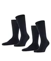 Produktbild: FALKE Herren Socken Happy Double Pack M So Baumwolle einfarbig 2 Paar, Blau Dark Navy 6375, 47-50