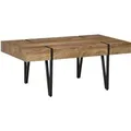 Produktbild: HOMCOM Couchtisch mit Verstellbaren Fußstützen MDF Metall Naturholz 105 x 60 x 42cm
