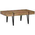 Produktbild: HOMCOM Couchtisch Beistelltisch Kaffeetisch Sofatisch mit verstellbaren Fußstützen Wohnzimmertisch Industriedesign MDF Metall Naturholz 105 x 60 x 42 cm