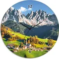 Produktbild: ARTland Glas Wanduhr Funkuhr - schwarzer Zeiger Alpen Berge Santa Maddalena Größe: 30x30 cm