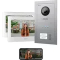 Produktbild: GOLIATH Basic 2-Draht BUS Türsprechanlage | FullHD | App | 150° | 2 Fam | Silber/Weiß | Unterputz