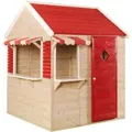 Produktbild: Wendi Toys - Holz Spielhaus Dachs Inkl. Markisen Natur 120x120x155 Cm