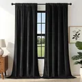 Produktbild: Joydeco Thermovorhang Kälteschutz Samtvorhang, 2er Set H 160 x B 132 Schwarz Elegant Verdunklungsvorhänge, Schallschutz Blickdicht Samt Gardinen Wohnzimmer Schlafzimmer Winter