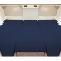 Produktbild: BettwarenShop Wohnmobil Wohnwagen Heckbett Spannbetttuch-Set 3-teilig 2 Längsbetten + Mittelteil | dunkelblau - blau