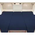 Produktbild: G BETTWARENSHOP – Spannbettlaken für Wohnmobile & Wohnwagen – Spannbetttuch Set 3-teilig für 2 Längsbetten + Mittelteil – Jersey Bettlaken für Heckbetten 2 Längsbetten + Mittelteil, dunkelblau