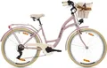 Produktbild: Goetze Mood 26 Zoll City Bike, 17 Zoll Tiefeinsteigerrahmen, 6-Gang Shimano, V-Bremse, LED-Beleuchtung, Komfortsattel, Rattankorb
