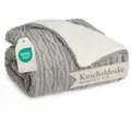 Produktbild: Wohndecke Oeko-TEX zertifizierte waschbare Wohn- & Kuscheldecke, Blumtal, mit weicher Sherpa-Innenseite grau|weiß 230 cm x 270 cm
