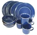Produktbild: Campingeschirr blau Essgeschirr WESTERN GESCHIRR Emaille Teller Tasse Schüssel