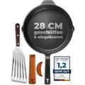 Produktbild: TECOR Gusseisenpfanne Induktion 28 cm geschliffen universell natürlich Langlebige Pfanne Gusseisen Induktion Cast Iron Pan Induktion