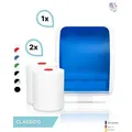 Produktbild: SET: Handtuchrollenspender Autocut, Blanc Cosmos verschied. Farben + 2 Handtuchrollen Classico - PRODUKTSET