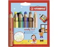 Produktbild: STABILO Buntstift STABILO Buntstifte woody 3in1 mit Spitzer 10cm 6 Stück Kartonetui