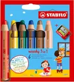 Produktbild: STABILO - woody 3 in 1 Buntstift, Wasserfarbe & Wachsmalkreide 6er Pack Spitzer