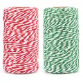 Produktbild: G2PLUS Rot und Grün Baumwollschnur, 200M Zweifarbige Weihnachten Deko Kordel, Zweifarbige Baumwolle Schnur, 2MM Bastelschnur Dekokordel Schnur für Adventskalender Weihnachten Geschenke Verpackt