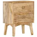 Produktbild: vidaXL Mangoholz Massiv Nachttisch mit 2 Schubladen Nachtschrank Nachtkonsole Nachtkommode Schlafzimmer Kommode Schrank 40x35x55cm