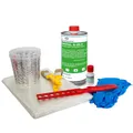 Produktbild: DD Composite Reparatur-Set Auto Boot Motorrad Polyesterharz 1kg plus 20g Härter 1m² Glasfasermatte Pinsel Rührstab Mischbecher Handschuhe vielseitig