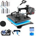 Produktbild: VEVOR Transferpresse Hitzepresse 38x30cm Textilpresse T-Shirt Heat Press 360 Grad Schwenkbar DIY Mulitifunktional Sublimation Wärmepresse mit Digitaler LED-Temperatur- und Zeitcontroller (10 in 1)
