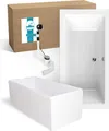 Produktbild: Calmwaters® Acryl Premium Badewanne Komplettset 190x90 cm - EU - mit Wannenträger & Ablaufgarnitur - Duo-Badewanne 2 Personen