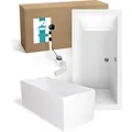 Produktbild: Calmwaters® Acryl Premium Badewanne Komplettset 190x90 cm - Made in EU - mit Wannenträger & Ablaufgarnitur - Duo-Badewanne 2 Personen