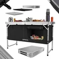 Produktbild: 24MOVE® Campingküche PRAIA faltbar, höhenverstellbarer Campingschrank Alu Reiseküche mit Arbeitsplatte und Staufächern, Outdoor Camping, tragbar