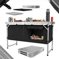 Produktbild: 24MOVE® Campingküche Praia faltbar, höhenverstellbarer Campingschrank Alu Reiseküche mit Arbeitsplatte und Staufächern, Outdoor Camping, tragbar