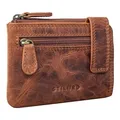 Produktbild: STILORD 'Lasse' Schlüsseletui mit Geldfach Leder Vintage Münzbörse Herren Schlüssel Portemonnaie Slim Wallet mit Schlüssel-Ring RFID Blocker, Farbe:Kara - Cognac