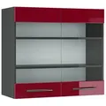 Produktbild: Vicco Küchenglasschrank, Bordeaux, Anthrazit, Holzwerkstoff, 3 Fächer, Rechteckig, 80x72x34.1 cm, Küchen, Küchenmöbel, Küchenschränke, Küchenoberschränke