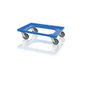 Produktbild: Transportroller blau mit Gummirädern für 60x40 Eurobehälter * für Eurobox, Bäckerkiste, Fleischkiste Rollbrett