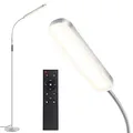 Produktbild: OUTON Stehlampe LED Dimmbar 15W 1500LM, Leselampe mit 4 Farbtemperatur, Fernbedienung und Touch Steuerung, 1H Timer, Leseaufgabe Beleuchtung für Wohnzimmer Schlafzimmer Büro, Silber Grau