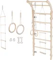 Produktbild: MAMOI® Klettergerüst Indoor, Sprossenwand für kinderzimmer, Turnringe kinder für klettern, Kletterwand und spielgeräte, Midi Turngeräte mit Klimmzugstange für drinnen, Sportgeräte ab 3 jahren