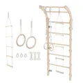 Produktbild: MAMOI® Klettergerüst Indoor, Sprossenwand für kinderzimmer, Turnringe Kinder für Klettern, Kletterwand und spielgeräte, Turngeräte mit Klimmzugstange für drinnen, Sportgeräte