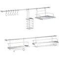 Produktbild: Harms Import Küchenorganizer-Set, (Set, 16-tlg., 2 Regale, Rollenhalter, Besteckhalte, Haken, 2 Stangen), Küchenleisten Set verchromt 16-tlg. silberfarben