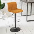 Produktbild: Drehbarer Retro Barhocker PORTLAND senfgelb Samt Barstuhl Hocker