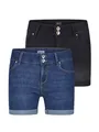 Produktbild: ONLY Jeans Shorts Damen Stretch Kurz Skinny Fit Mid Waist ONLCARMEN 2er Pack Kurze Hose Sommer Basic Denim, Größe:XL, Farbe:Washed Black/Dark Blue (15357005)