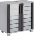 Produktbild: Badezimmerschrank Niko (113295), Unterschrank, 59,7 x 32,5 x 62,5 cm, silber-anthrazit glänzend