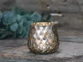 Produktbild: Teelichthalter Windlicht Kerzenglas Karo Champagner Dekor Vintage Chic Antique